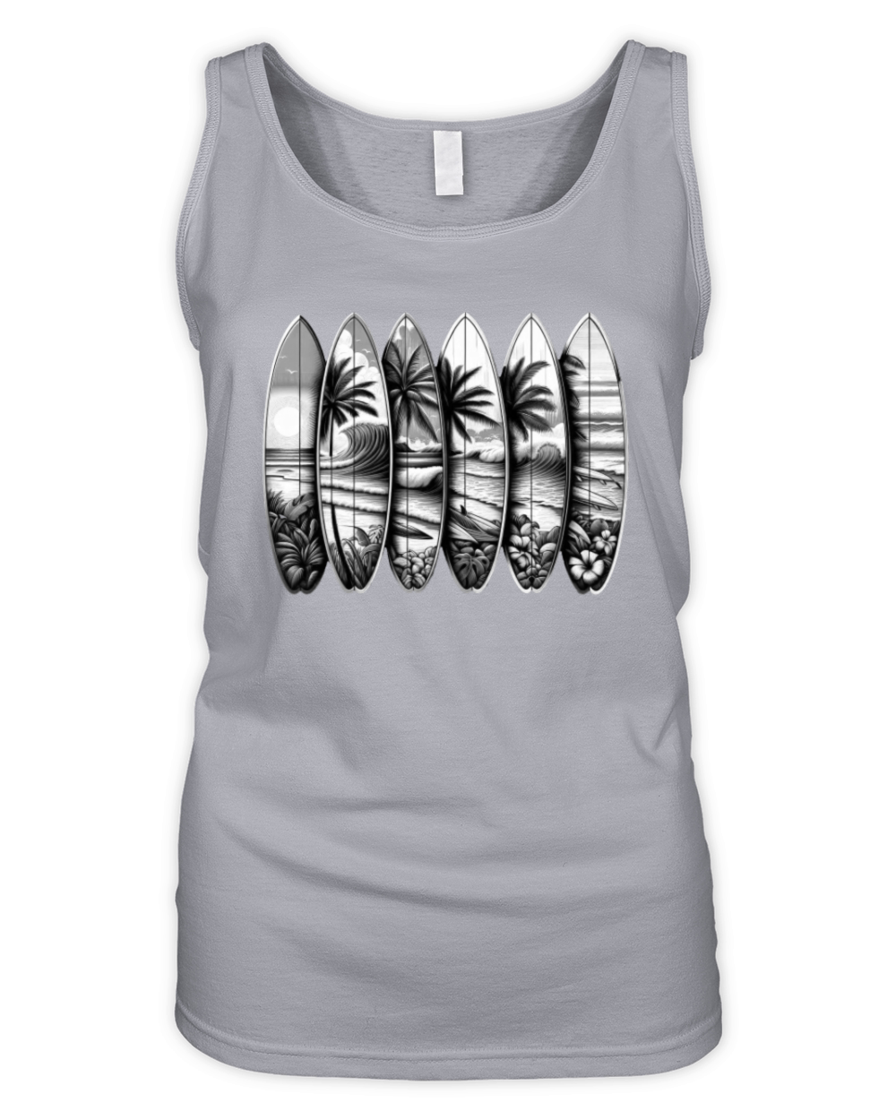 Surfboard Art Surfing Retro Surfer Surf Shop Organic Women's Tank Top