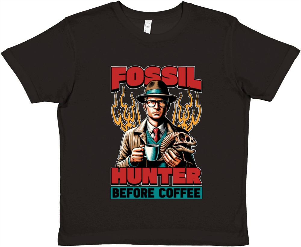 Fossil Hunter Before Paleontologist Coffee Lover Premium Kids Crewneck T-shirt