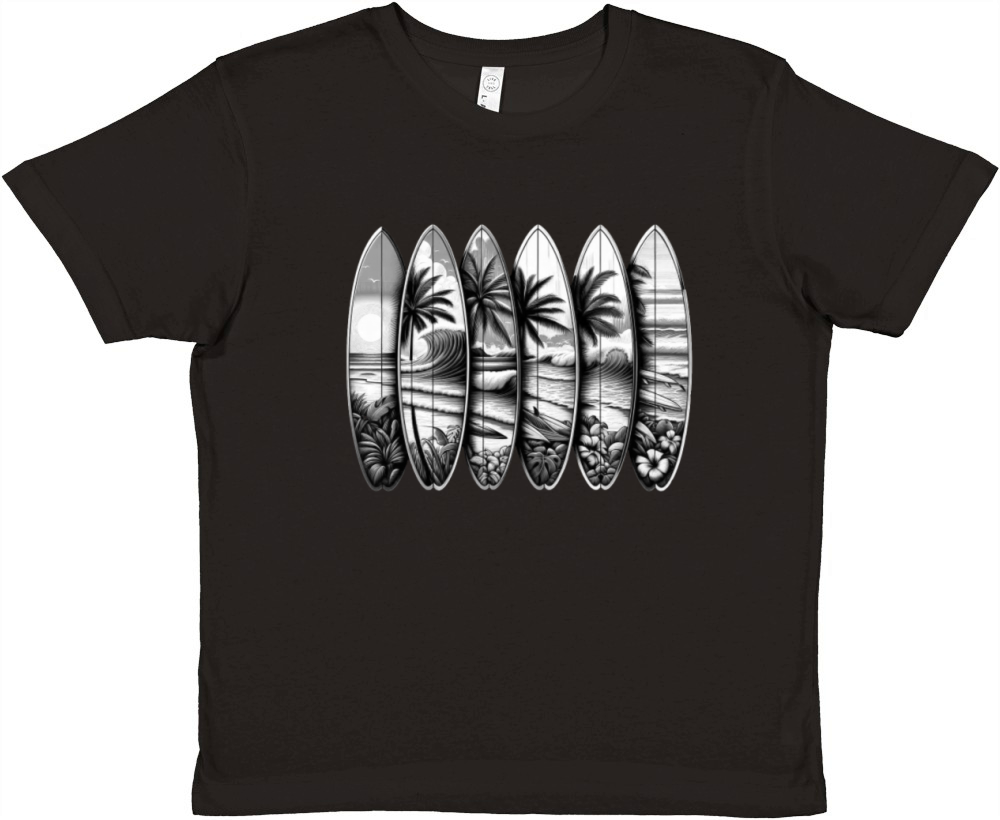 Surfboard Art Surfing Retro Surfer Surf Shop Premium Kids Crewneck T-shirt