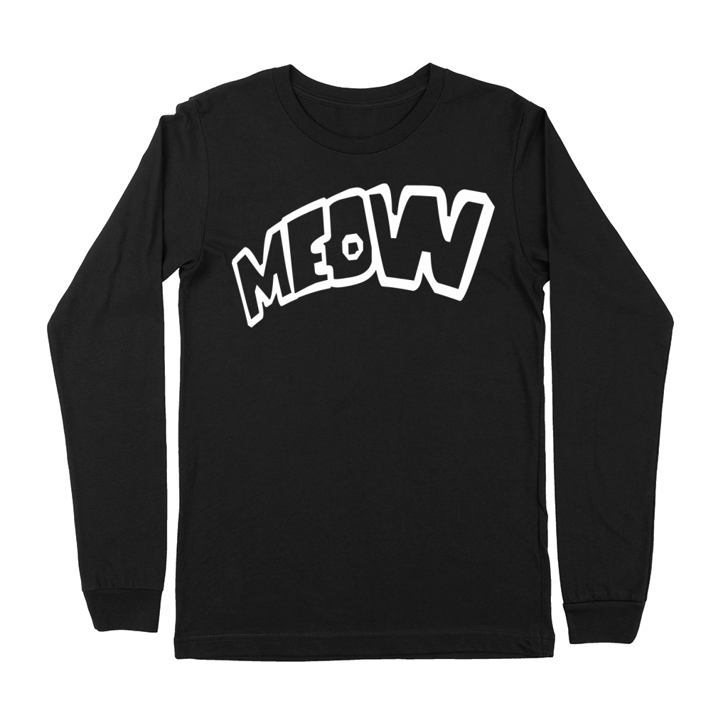 Funny Meow Cat Cartoon Text Quote Comic Letters Premium Long Sleeve