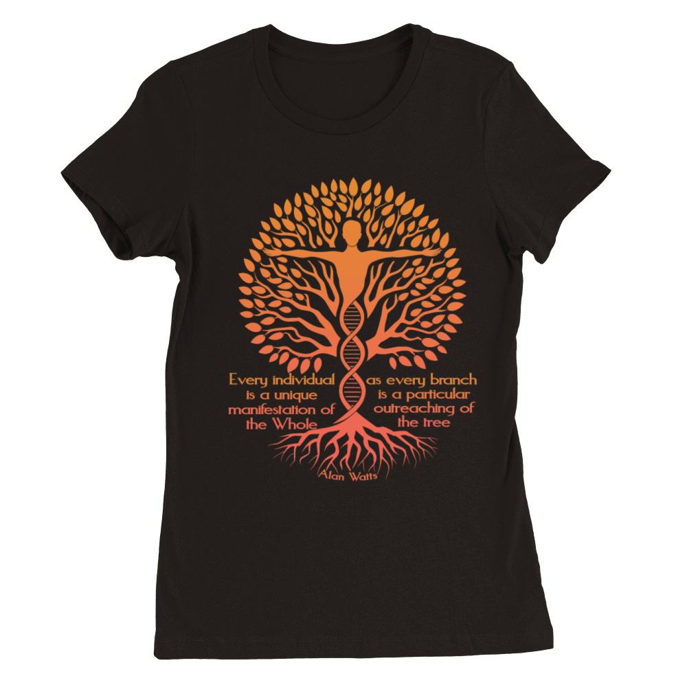 Alan Watts Tree of Life DNA Spiritual Zen Art Premium Womens Crewneck T-shirt