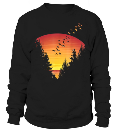 Sunset Forest Nature Pine Tree Camping Outdoor Sweatshirt Unisex