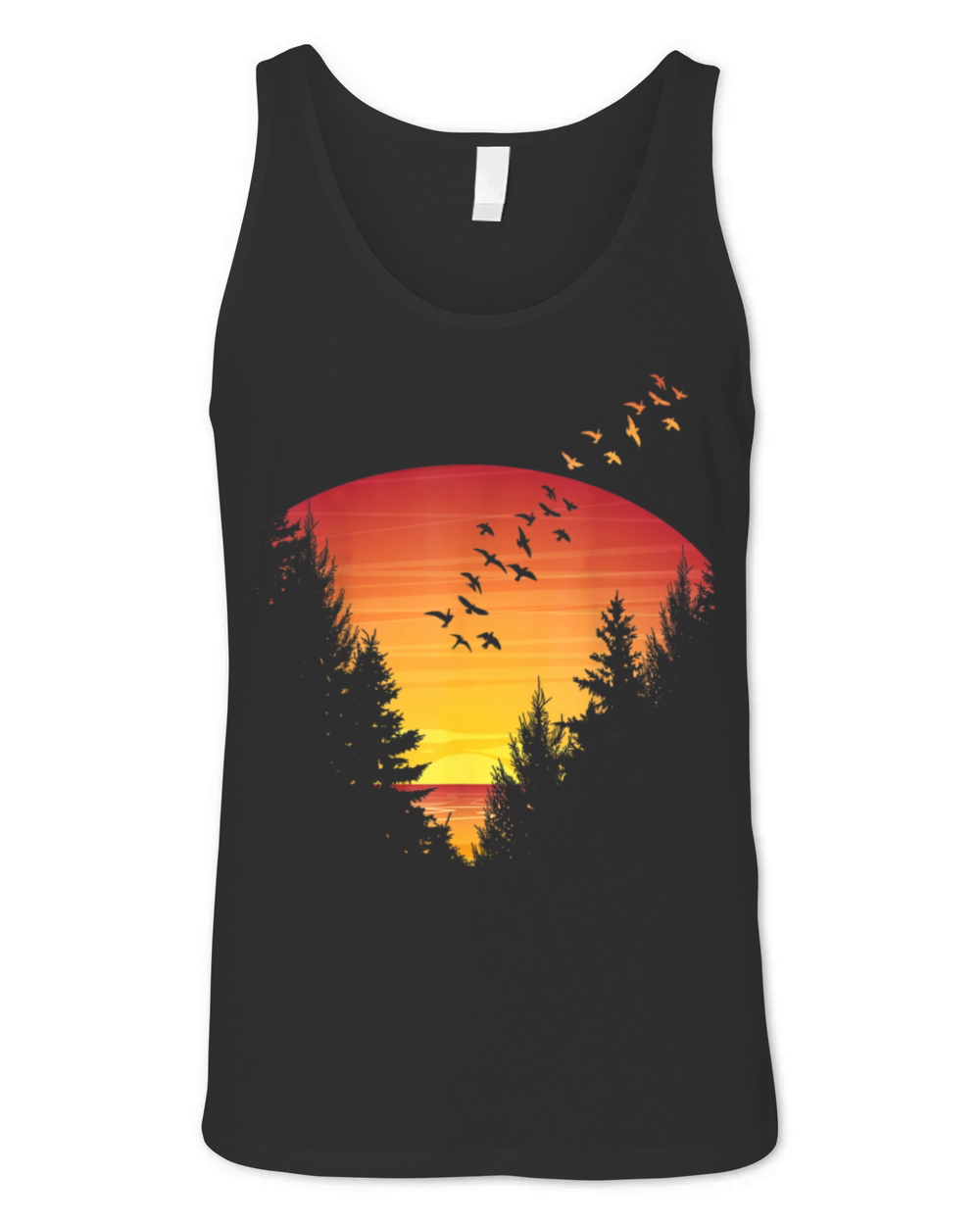 Sunset Forest Nature Pine Tree Camping Outdoor Unisex Jersey Tank