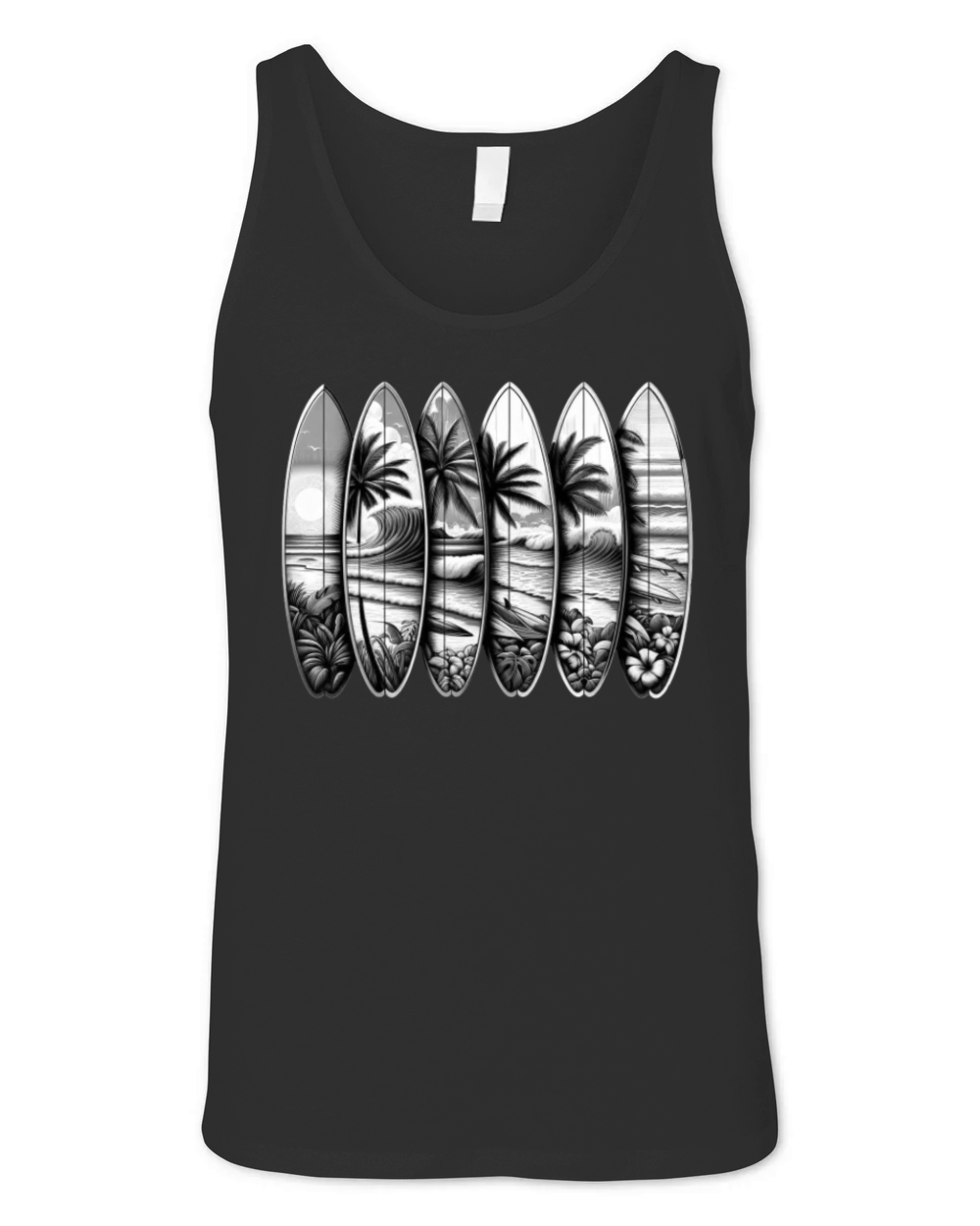 Surfboard Art Surfing Retro Surfer Surf Shop Unisex Jersey Tank