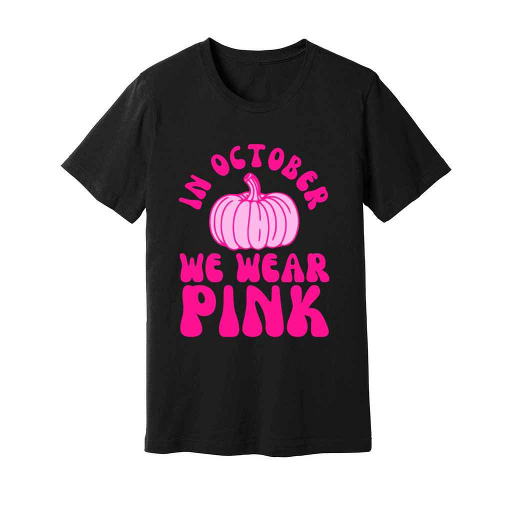 In October We Wear Pink Pumpkin Unisex Jersey Tee