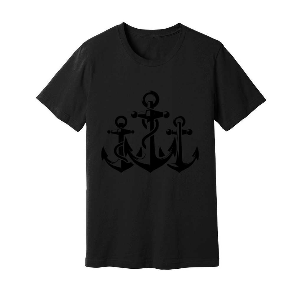 Three Anchors With Rope Rope Around The Iron Unisex Jersey Tee