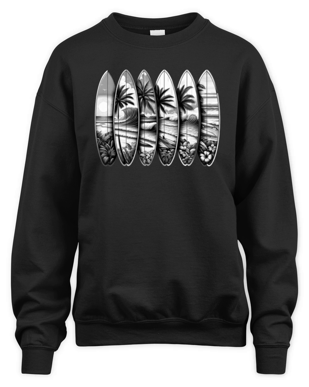Surfboard Art Surfing Retro Surfer Surf Shop Unisex Premium Crewneck Sweatshirt