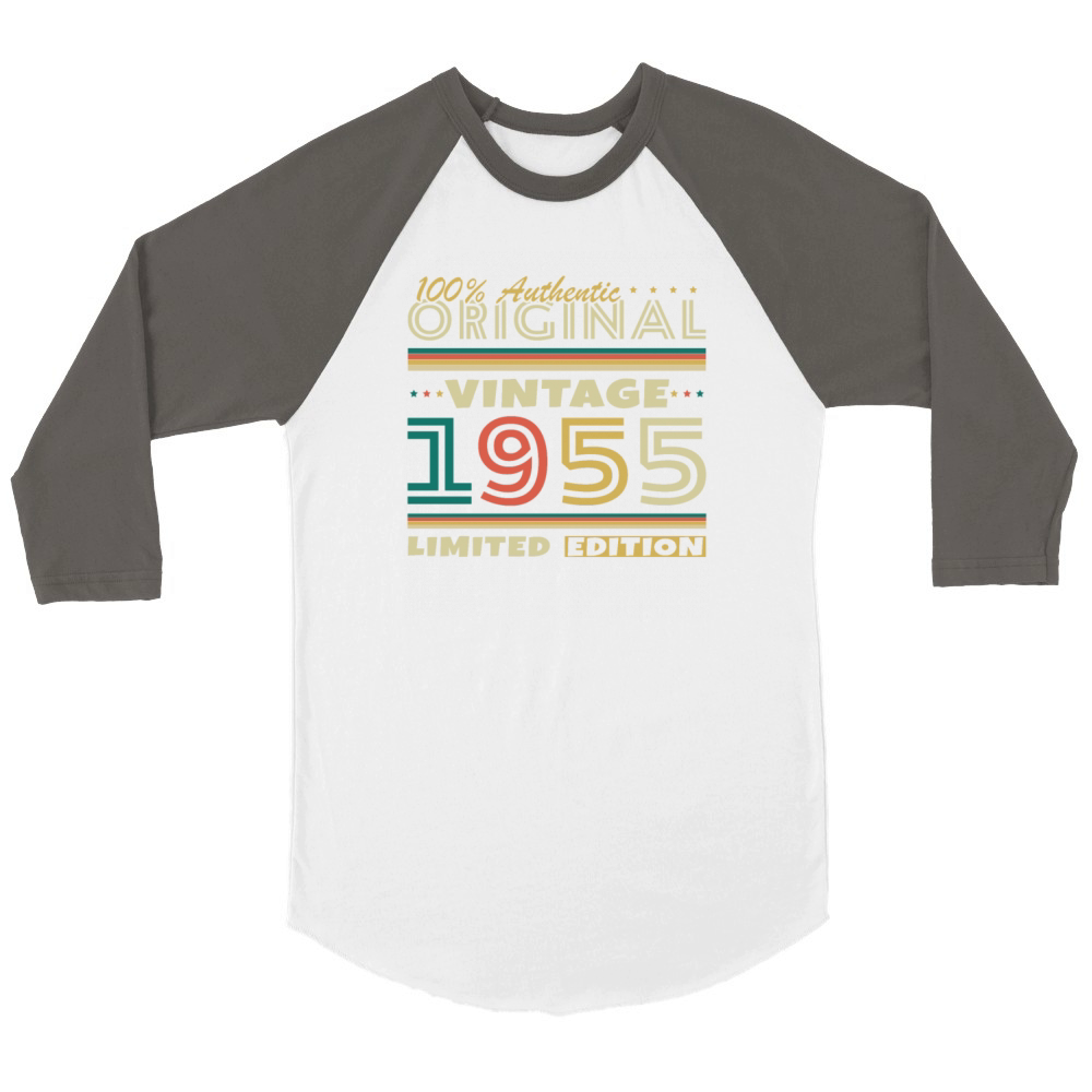 70 Years 1955 Vintage Retro Birthday Gift Unisex ¾ sleeve Raglan T-shirt