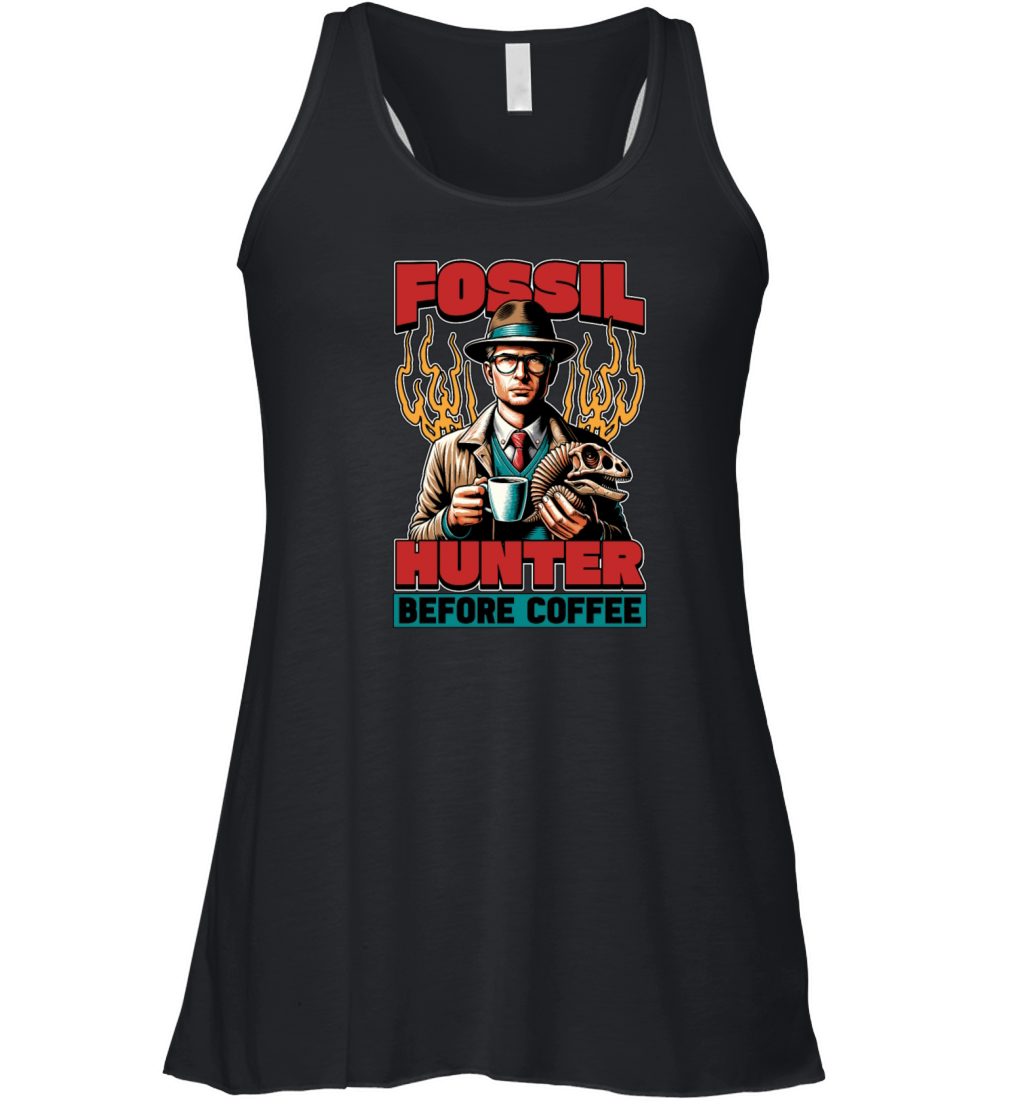 Fossil Hunter Before Paleontologist Coffee Lover Women's Flowy Tank Top