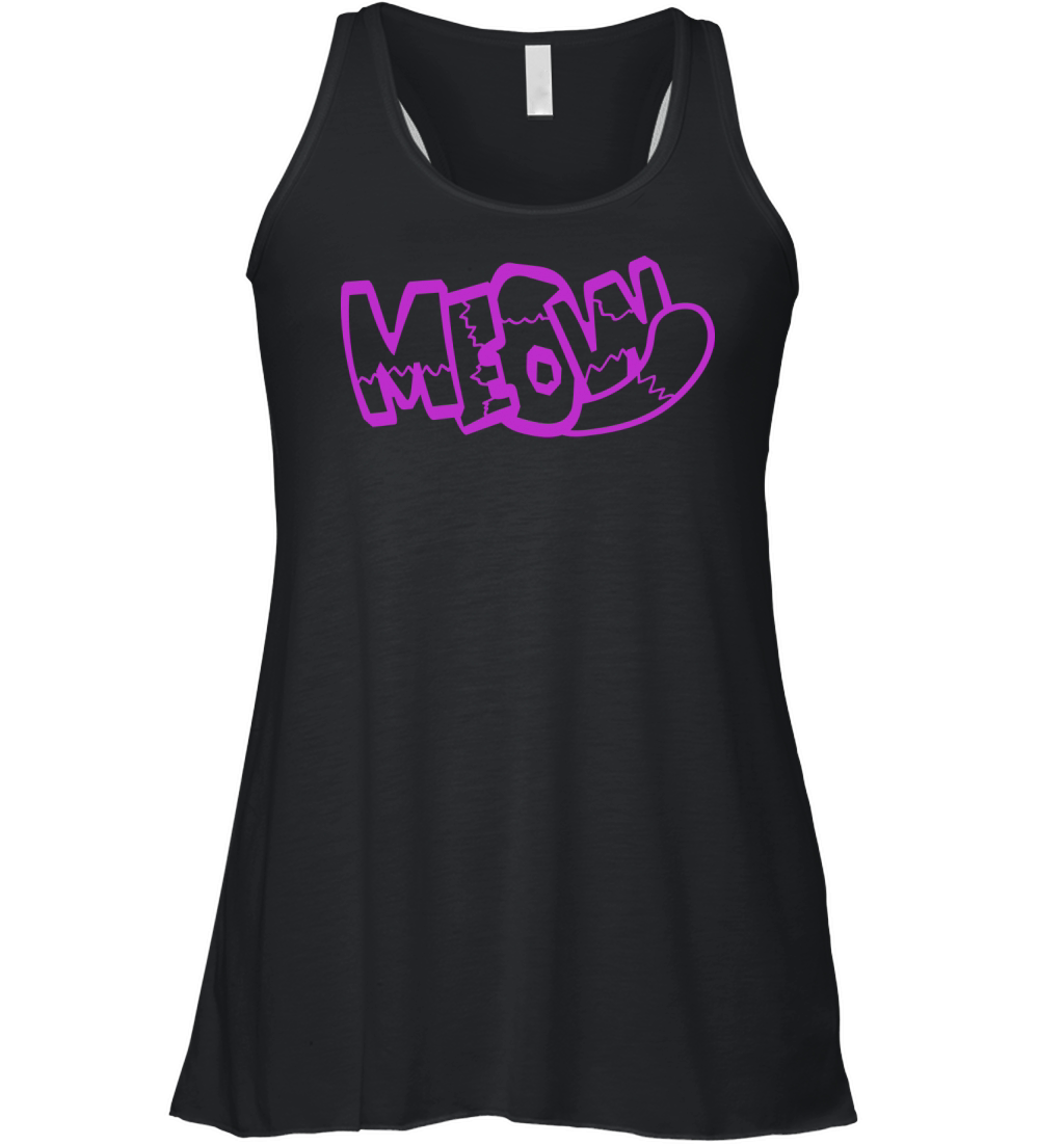 Funny Meow Cat Cartoon Text Quote Comic Letters Women's Flowy Tank Top