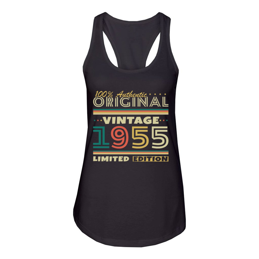 70 Years 1955 Vintage Retro Birthday Gift Women's Racerback Tank