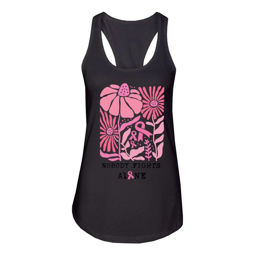 No Body Fights Alone - Breast Cancer Month Women's Racerback Tank