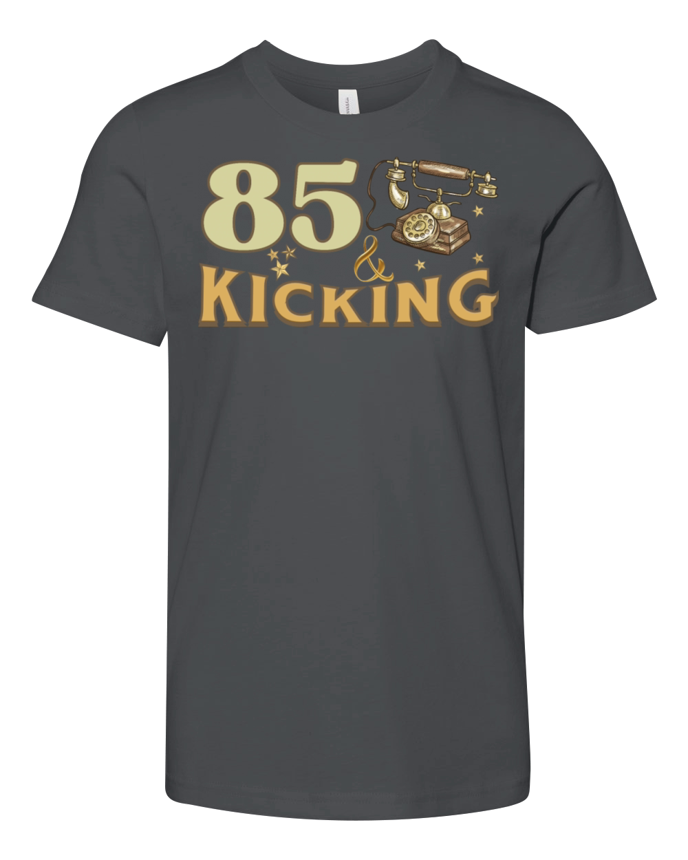 85 and Kicking Birthday Vintage Telephone Design Youth Unisex Jersey Tee