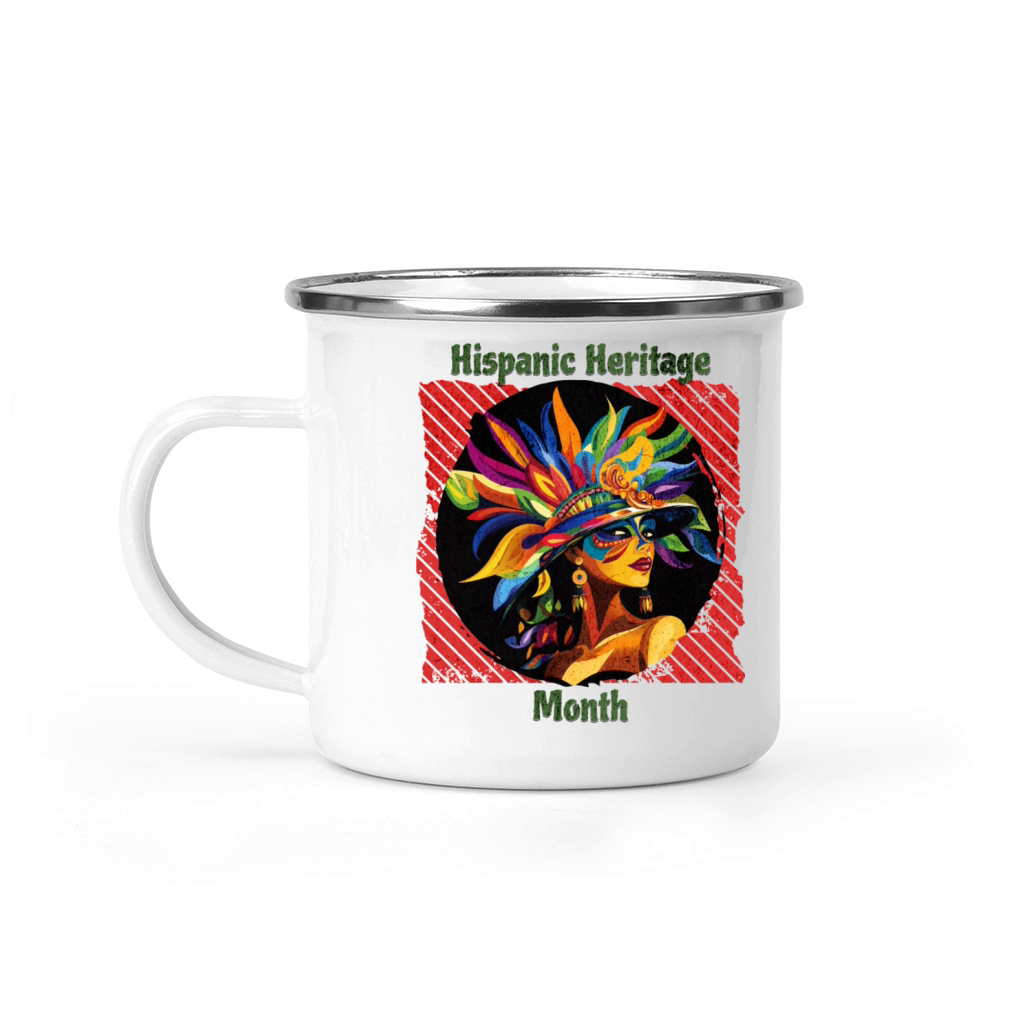 Elegant Hispanic Heritage Month Feathered Mask Camping Mug