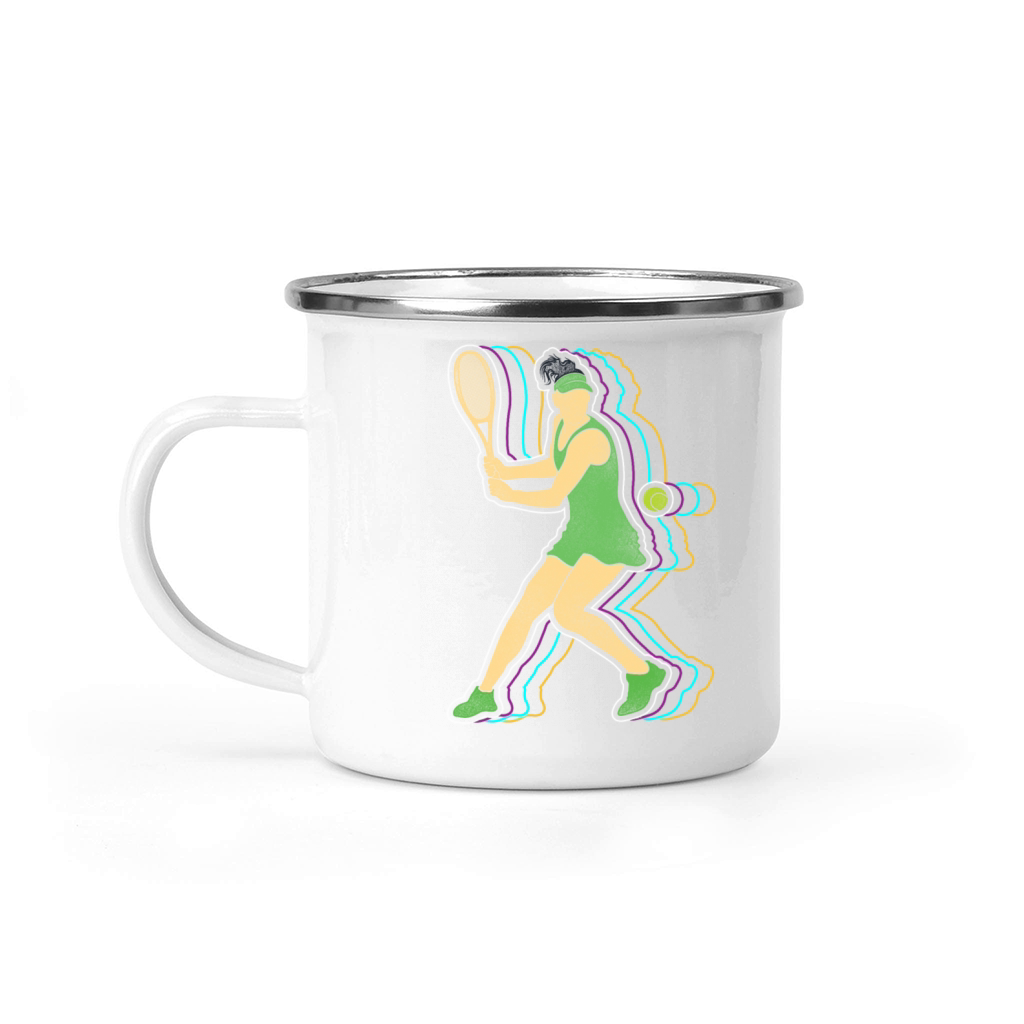 Funny Tennis Player Racket Retro Camping Mug