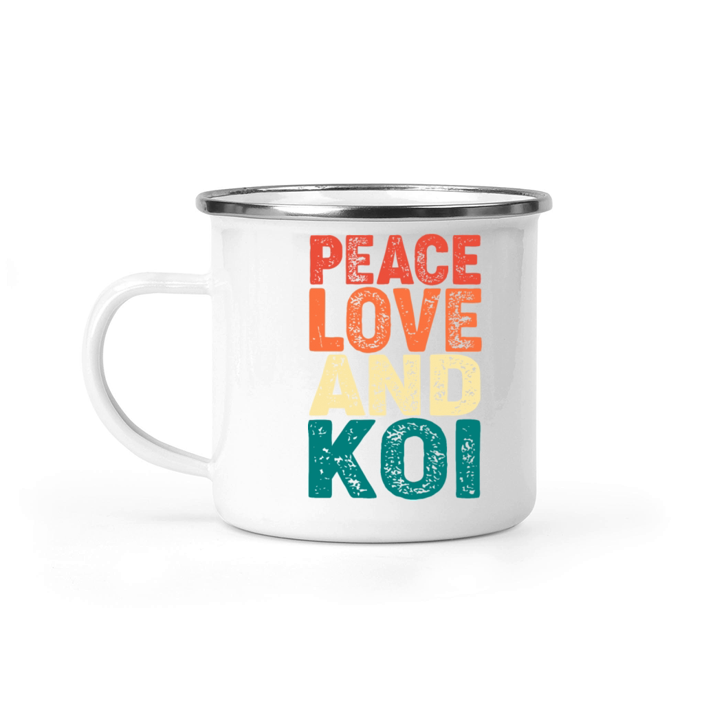 Retro Vintage Koi Fish Peace Love And Koi Camping Mug