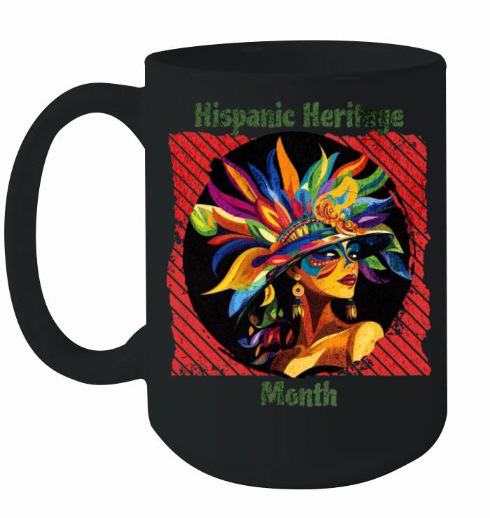 Elegant Hispanic Heritage Month Feathered Mask Ceramic Mug