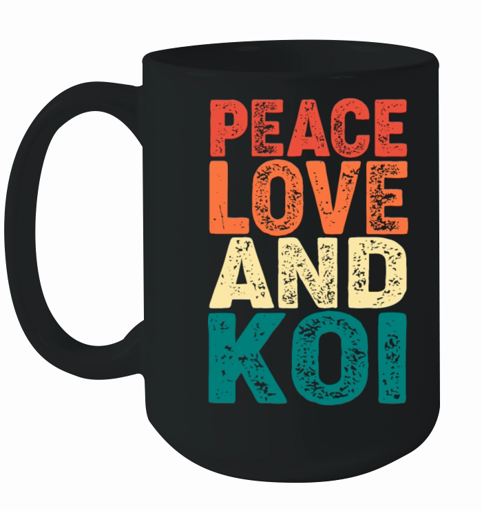 Retro Vintage Koi Fish Peace Love And Koi Ceramic Mug