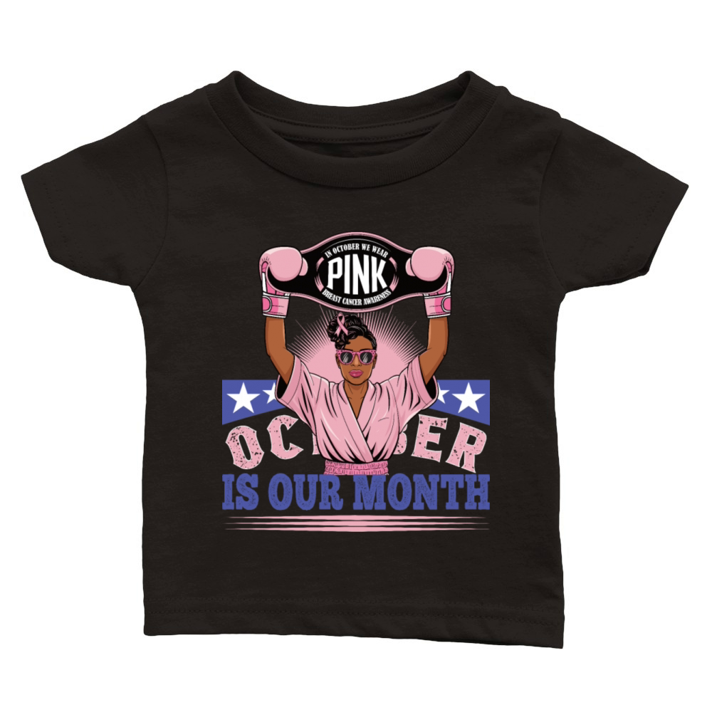 Breast Cancer Design In Pink Boxer Style Classic Baby Crewneck T-shirt