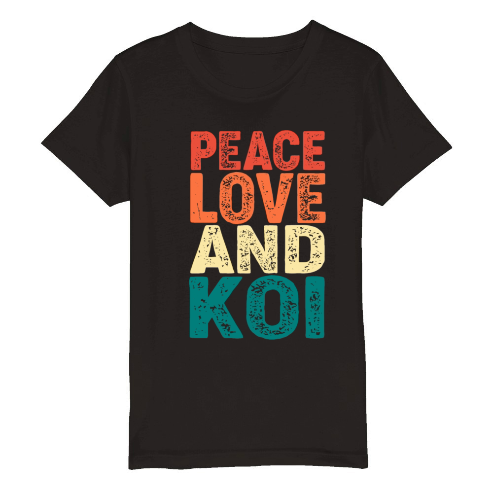 Retro Vintage Koi Fish Peace Love And Koi Organic Kids Crewneck T-shirt