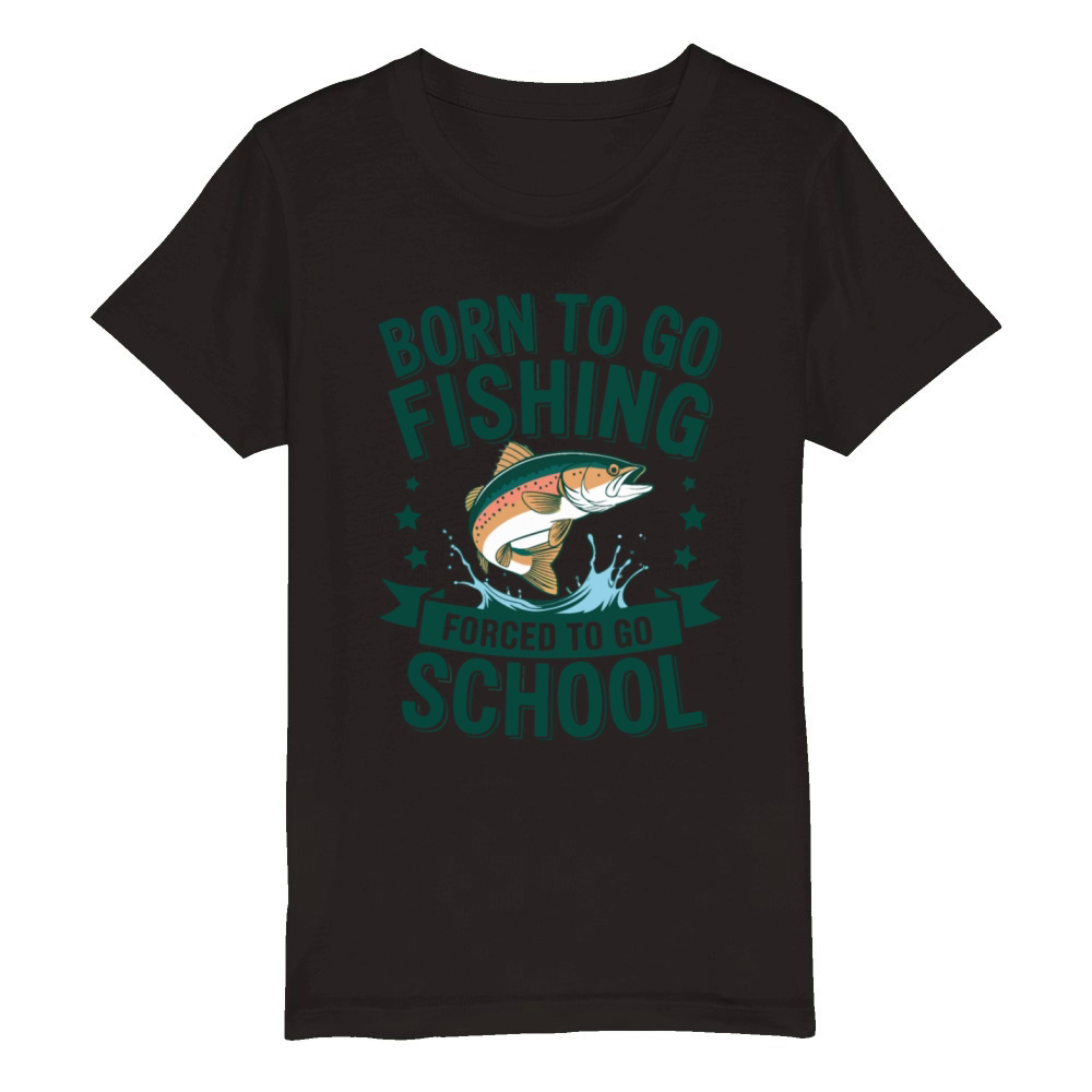 Teen Boys Fishing Forced To Go To School Bas Organic Kids Crewneck T-shirt