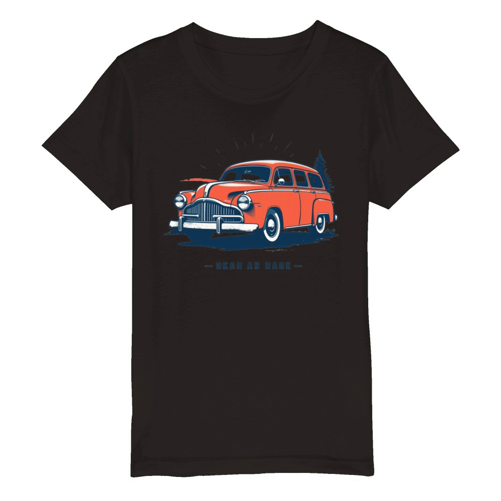 vintage style Christmas old car Organic Kids Crewneck T-shirt