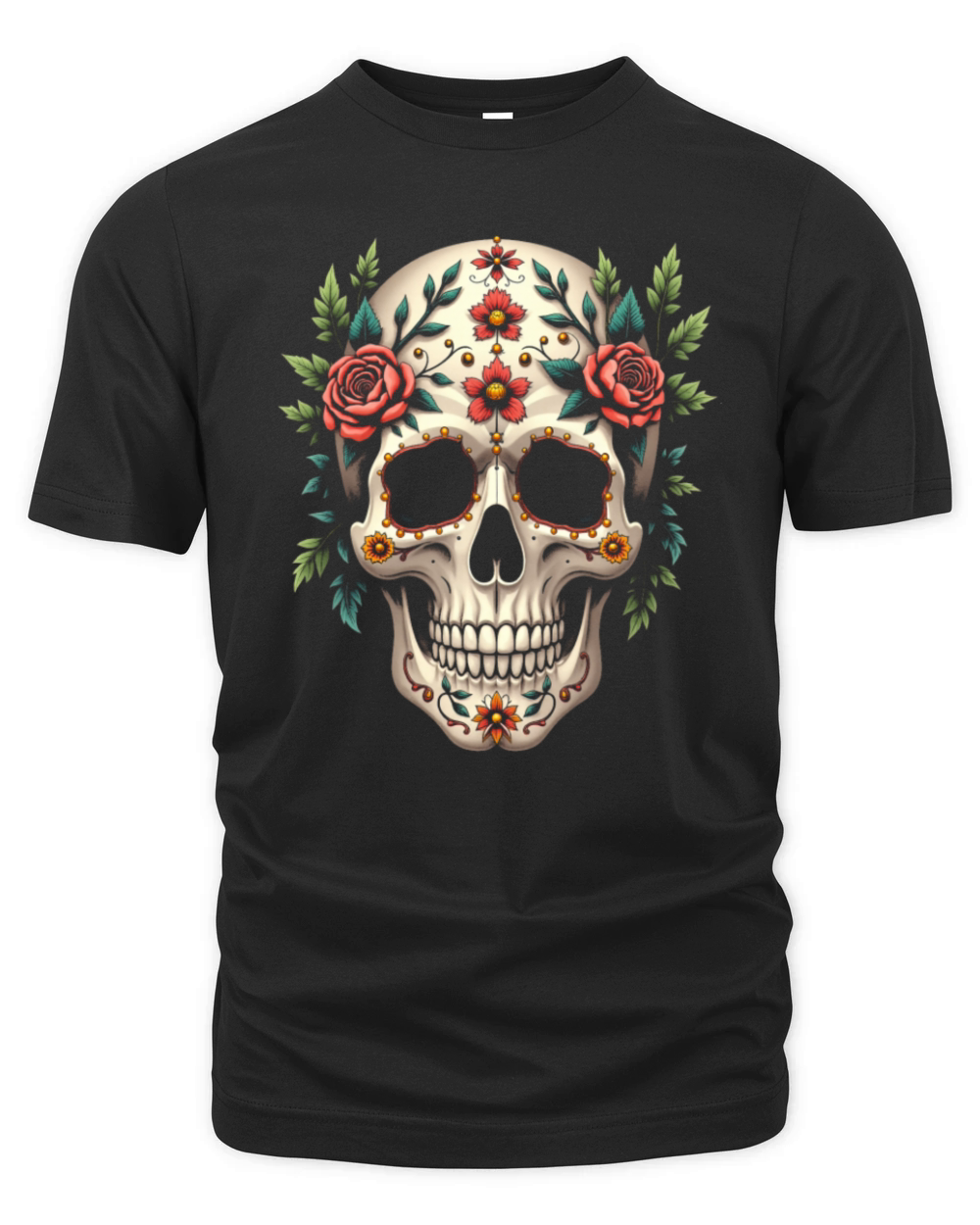 Floral Skull Design Organic Unisex T-shirt