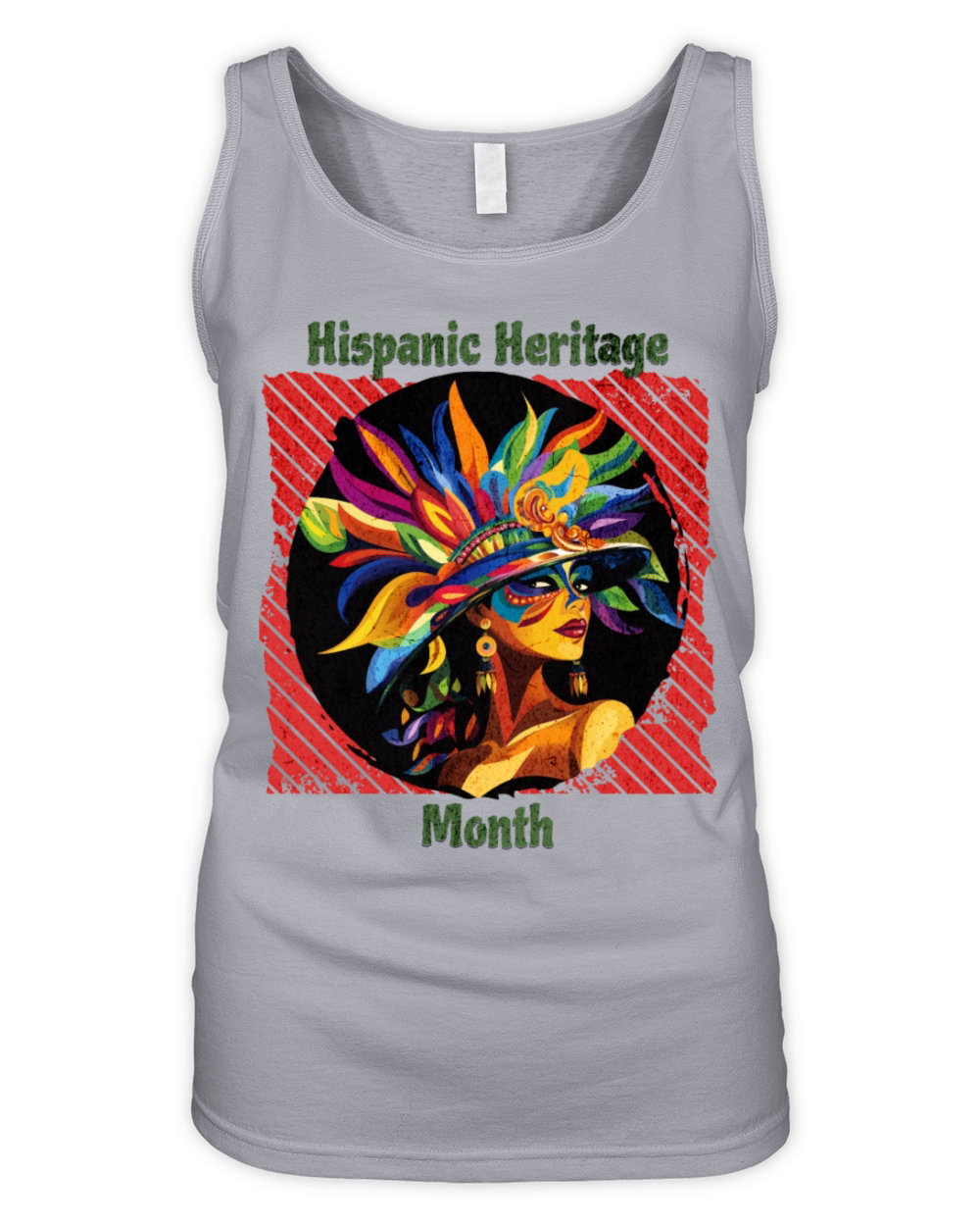 Elegant Hispanic Heritage Month Feathered Mask Organic Women's Tank Top