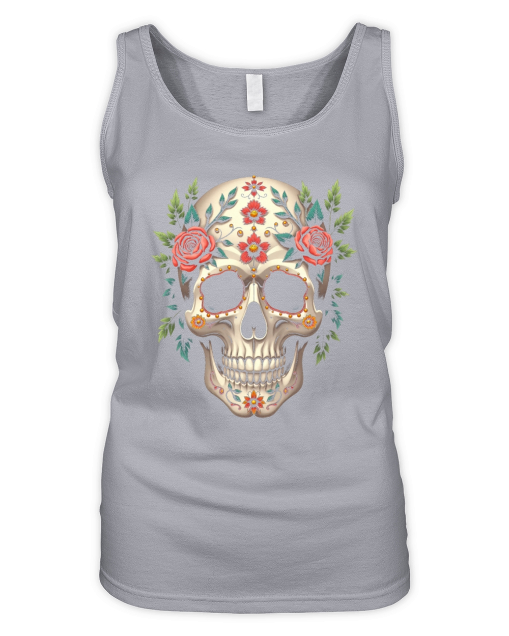 Floral Skull Design Organic Women's Tank Top