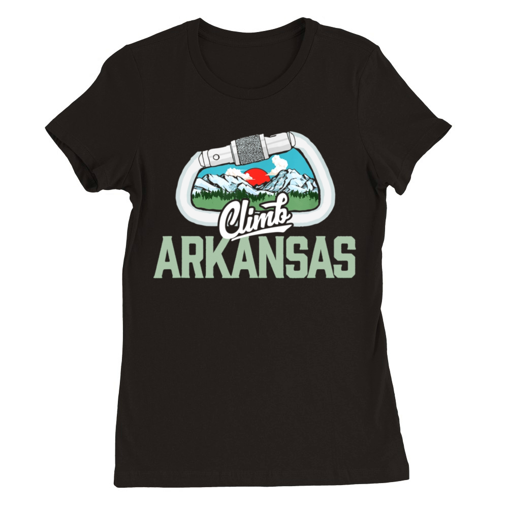 Climb Arkansas Retro Rock Climbing Carabiner Premium Womens Crewneck T-shirt
