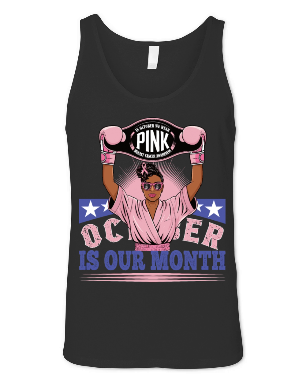 Breast Cancer Design In Pink Boxer Style Unisex Jersey Tank