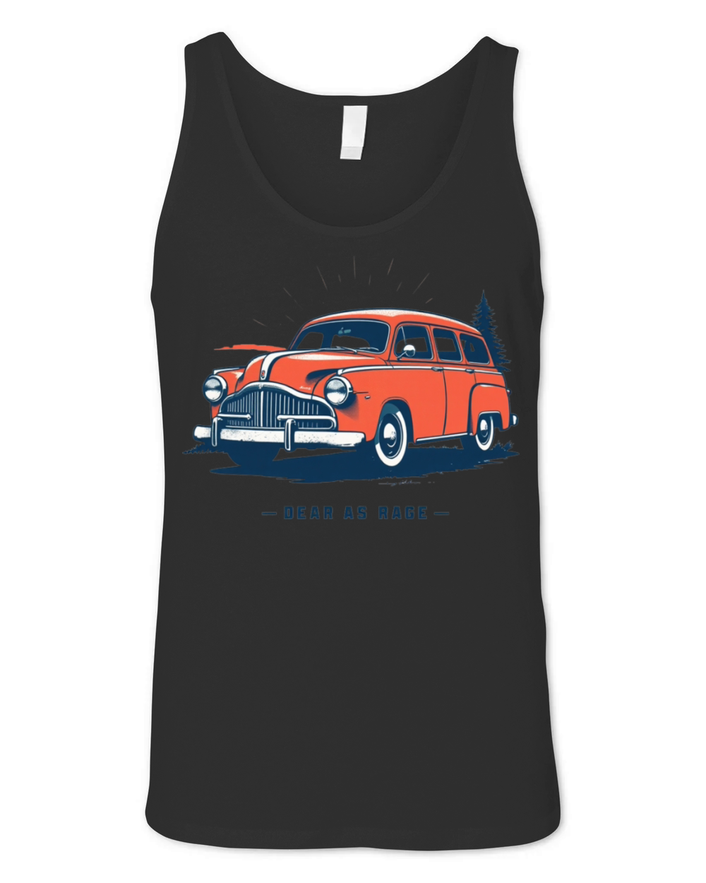 vintage style Christmas old car Unisex Jersey Tank