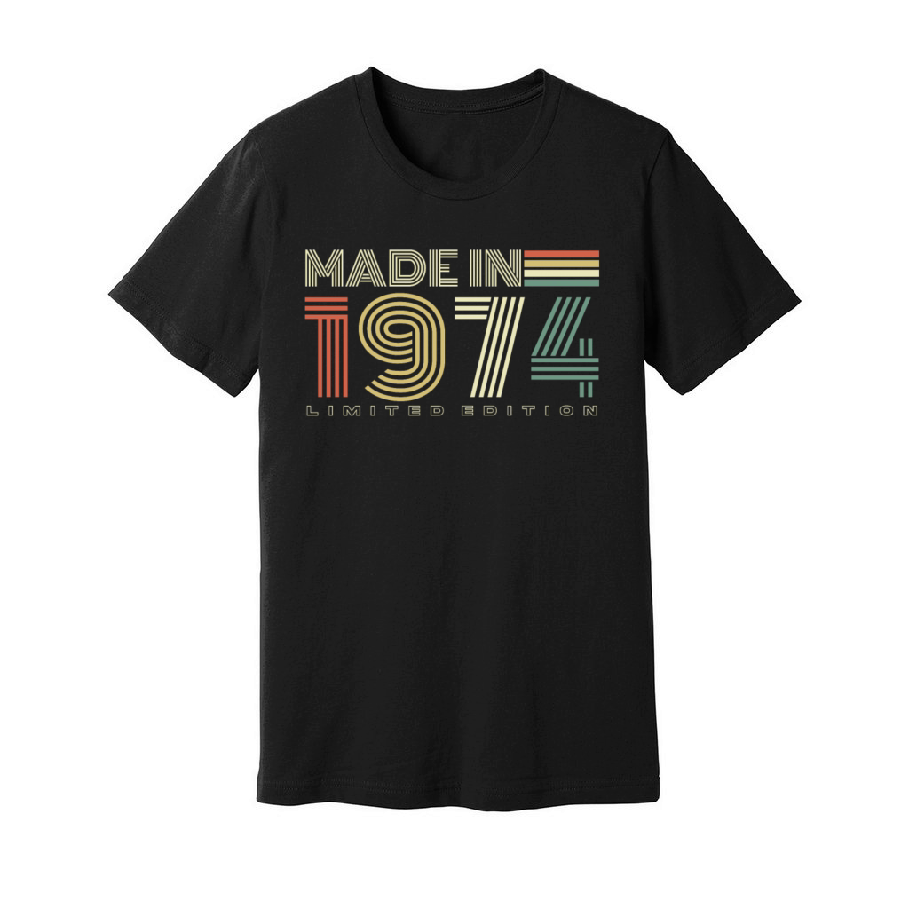 Made in 1974 Vintage Retro 50th birthday Unisex Jersey Tee