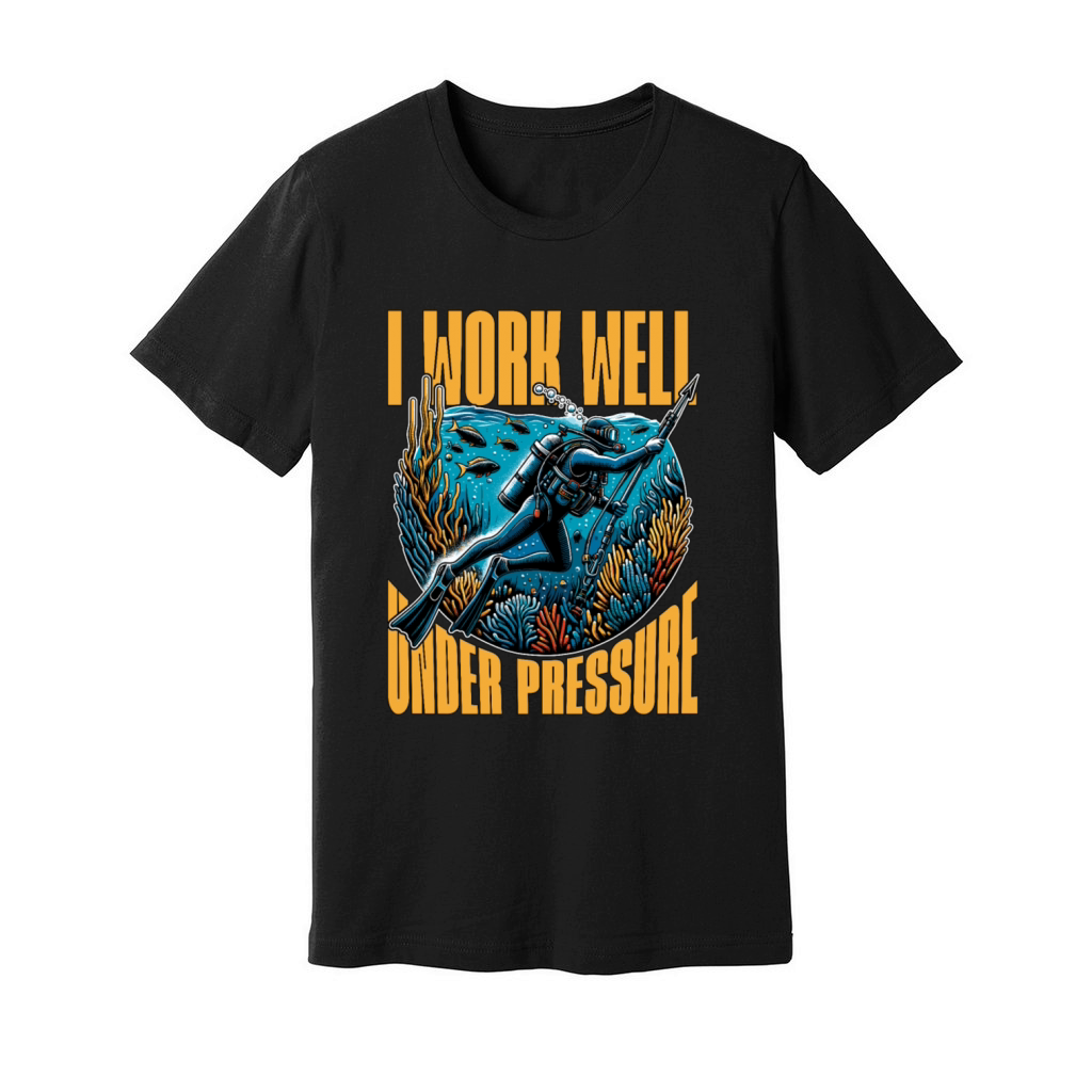 Spearfishing I Work Well Under Pressure Snorkeling Unisex Jersey Tee