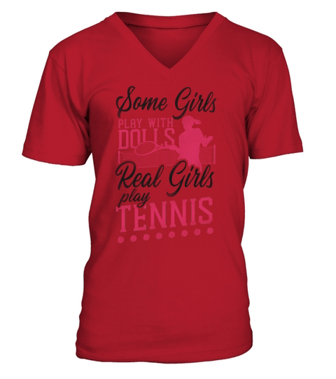 Funny Tennis Player Racket Girl V-Neck T-shirt