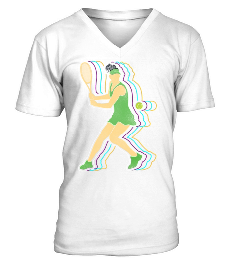 Funny Tennis Player Racket Retro V-Neck T-shirt