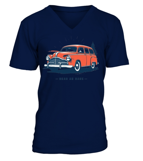 vintage style Christmas old car V-Neck T-shirt