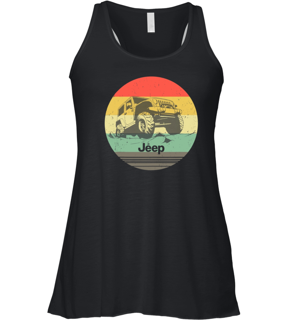 Off Road Retro Vintage Style 4x4 Car Women's Flowy Tank Top