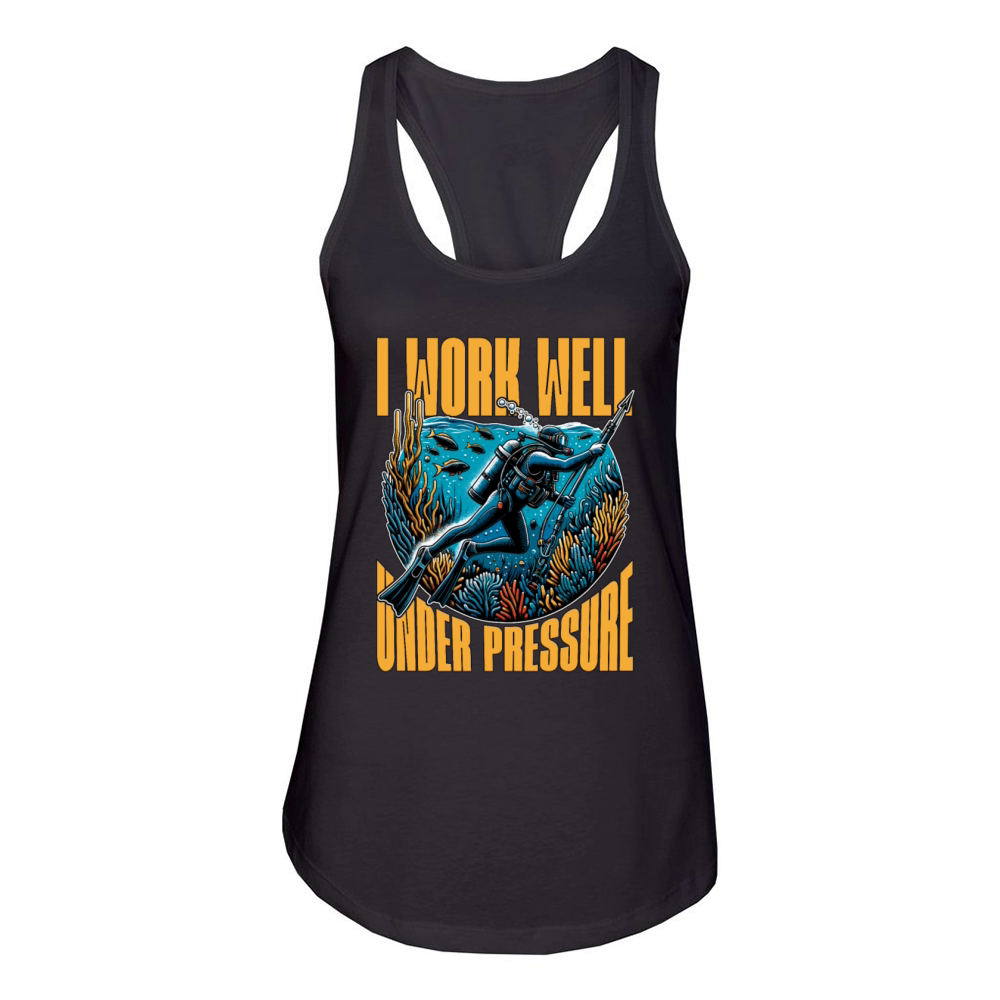 Spearfishing I Work Well Under Pressure Snorkeling Women's Racerback Tank