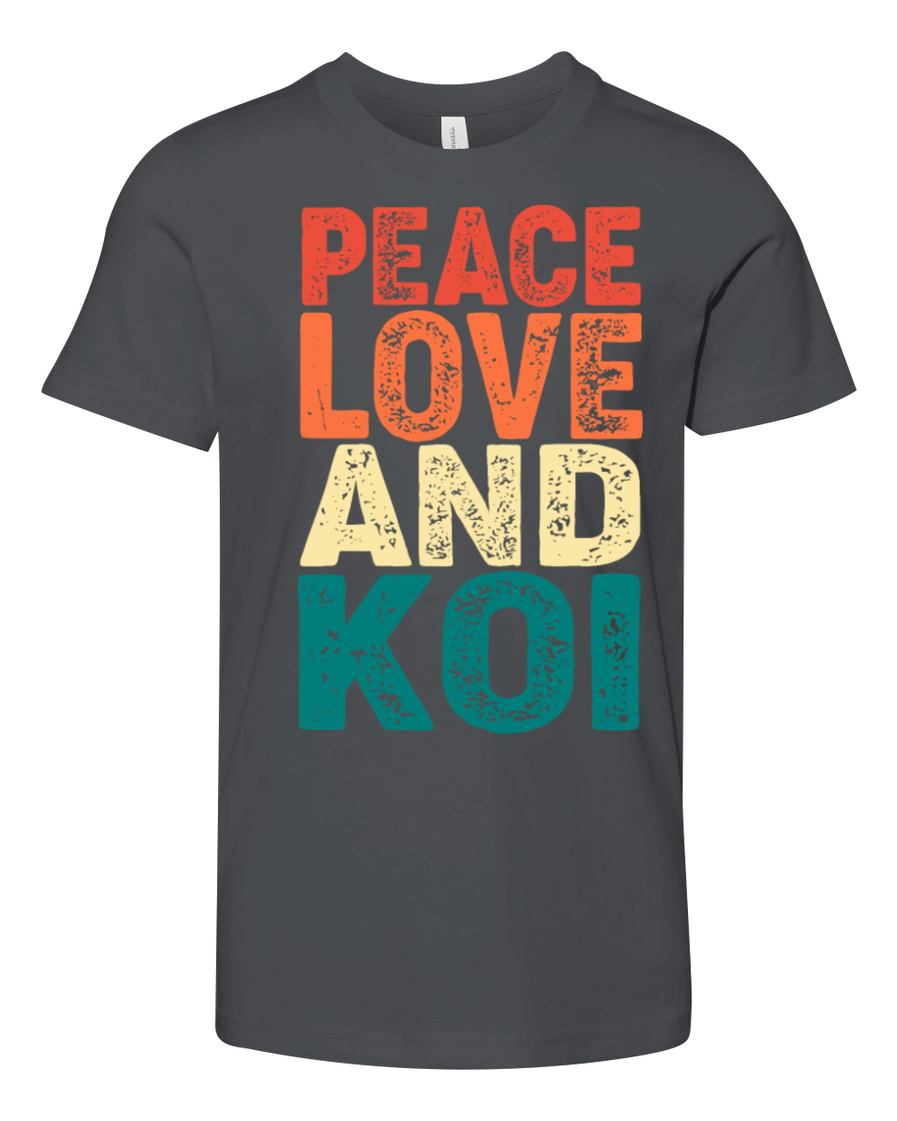 Retro Vintage Koi Fish Peace Love And Koi Youth Unisex Jersey Tee
