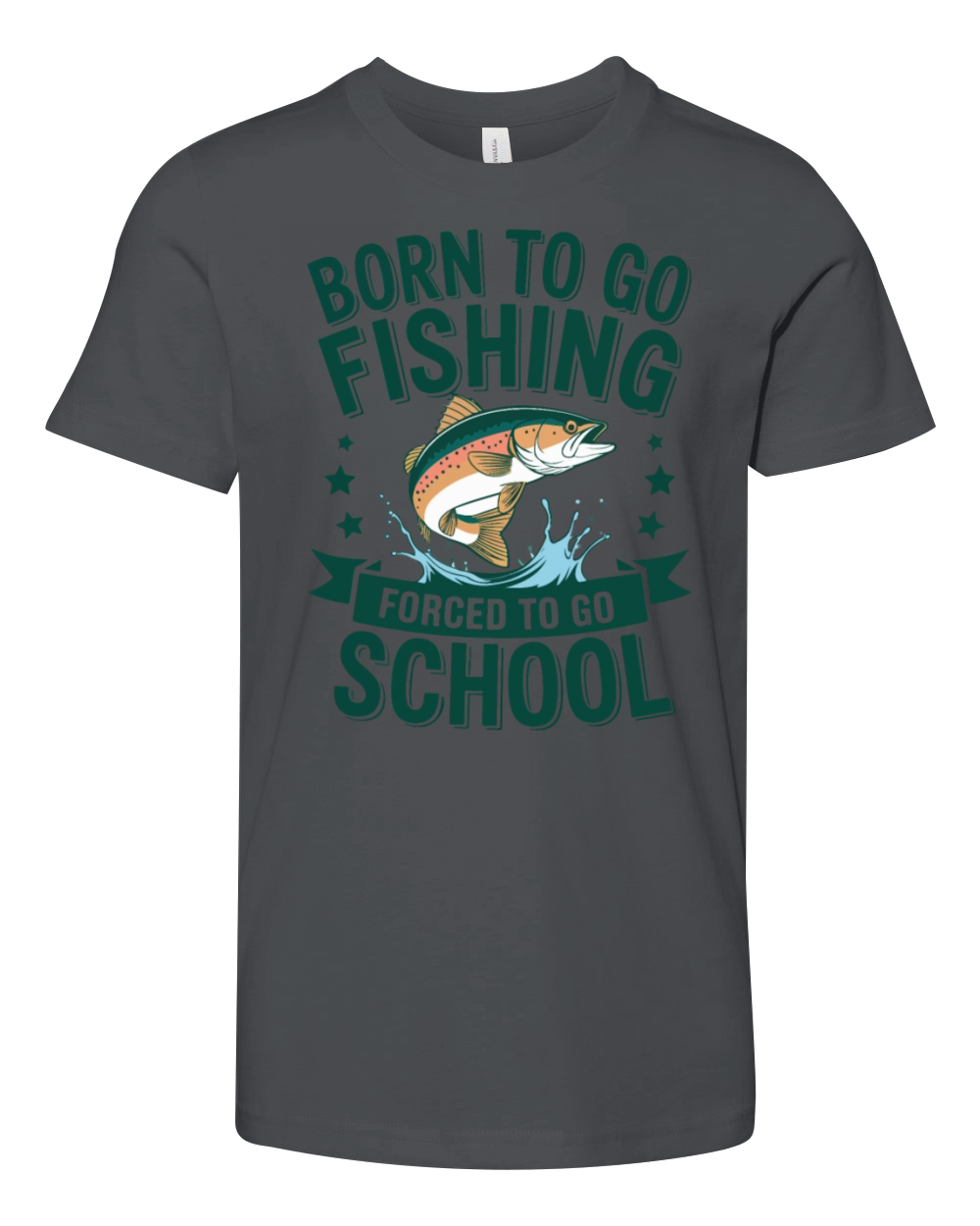 Teen Boys Fishing Forced To Go To School Bas Youth Unisex Jersey Tee