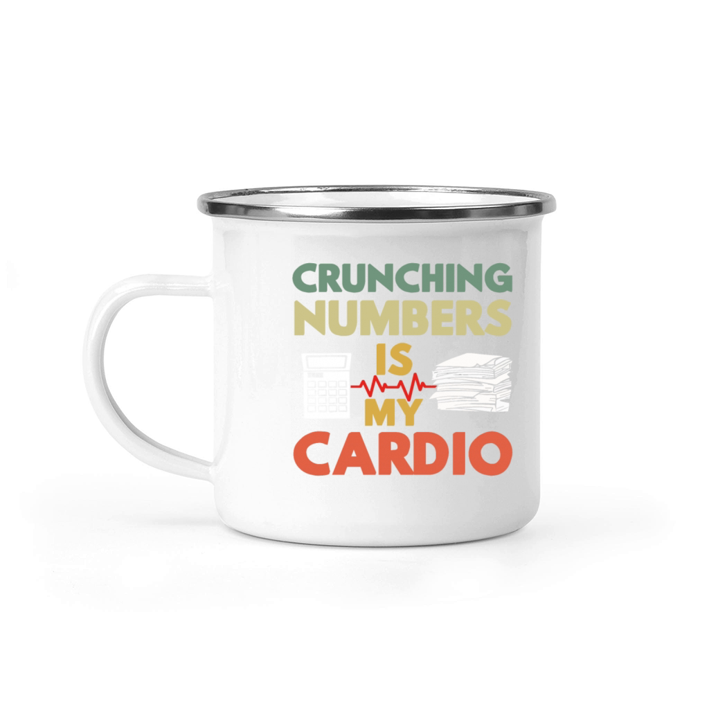 Crunching Numbers Is My Cardio Retro Vintage Camping Mug