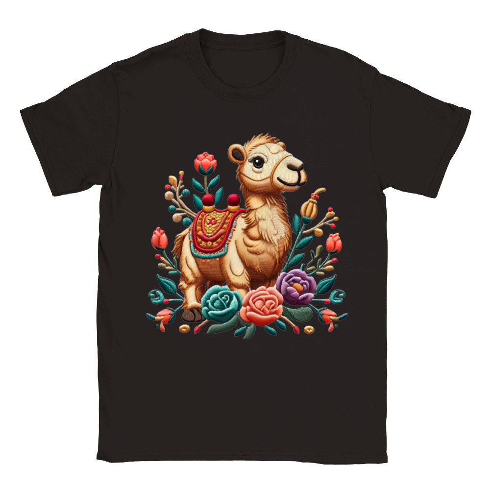 Charming Camel with Floral Ornaments Classic Kids Crewneck T-shirt