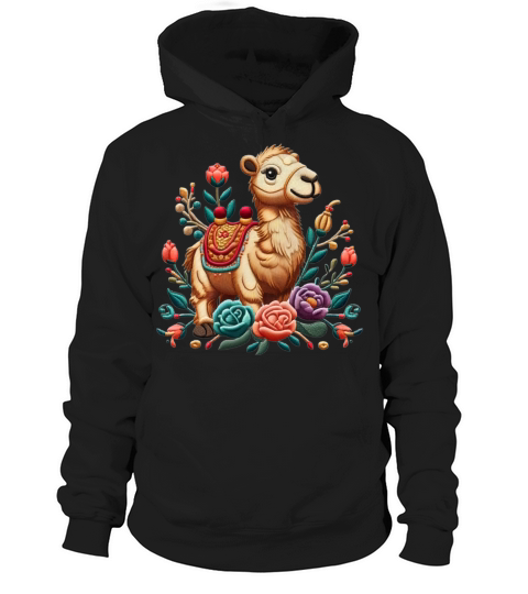 Charming Camel with Floral Ornaments Hoodie Unisex