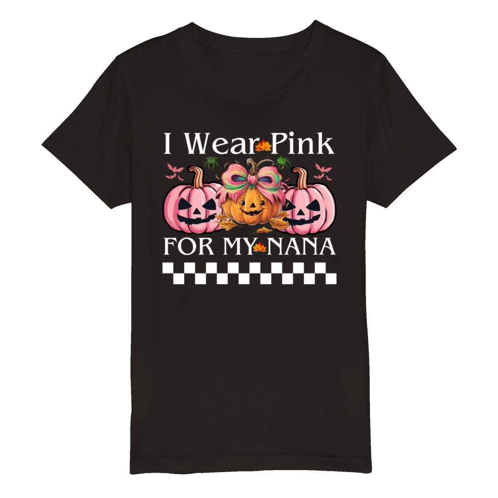 I Wear Pink For My NANA Retro Breast Cancer Design Organic Kids Crewneck T-shirt