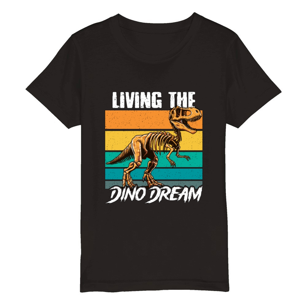 Paleontology Living The Dino Dream Fossil Hunting Organic Kids Crewneck T-shirt