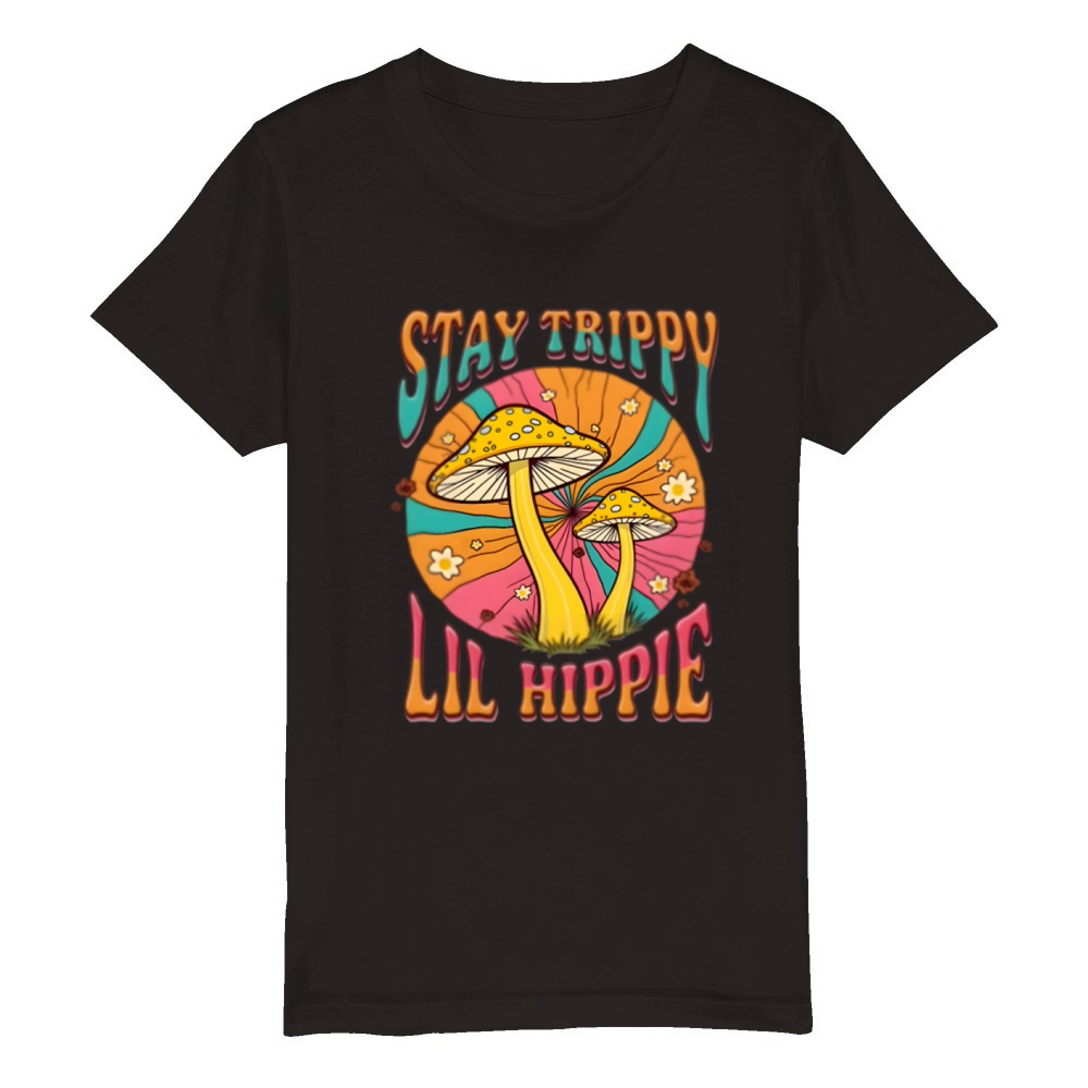 Retro Shrooms for a Free Spirit Organic Kids Crewneck T-shirt