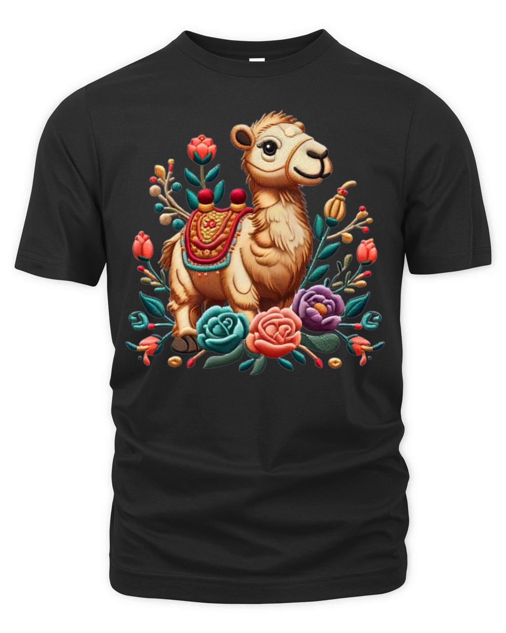 Charming Camel with Floral Ornaments Organic Unisex T-shirt