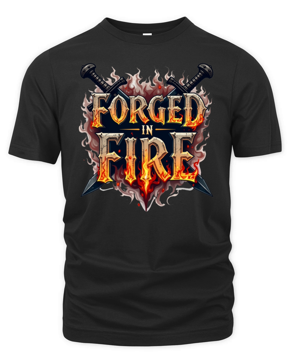 Forged in Fire - Medieval Typography T-Shirt Organic Unisex T-shirt