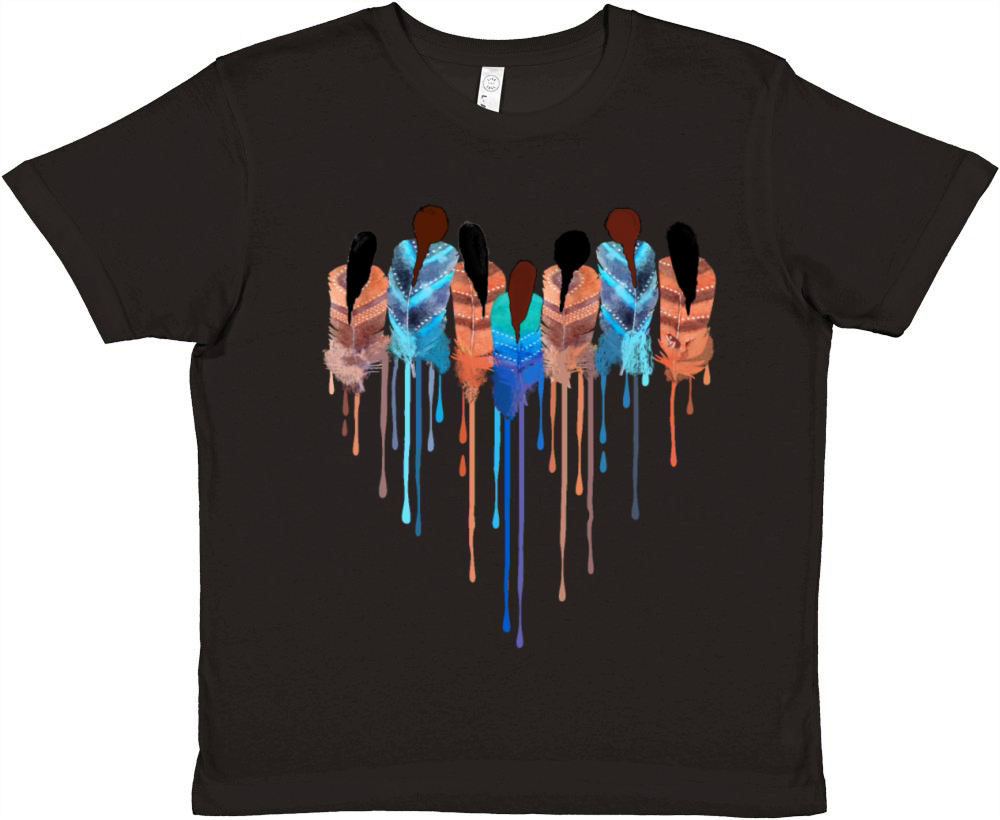 Women Heart Shape Watercolor Native American Premium Kids Crewneck T-shirt